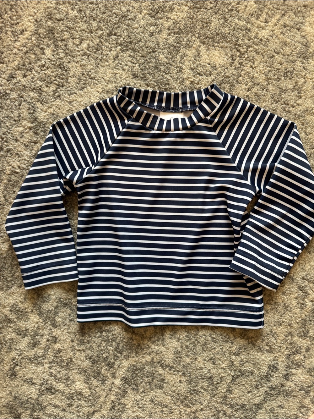 Moon & Back by Hanna Andersson Navy & White Striped Rash Guard